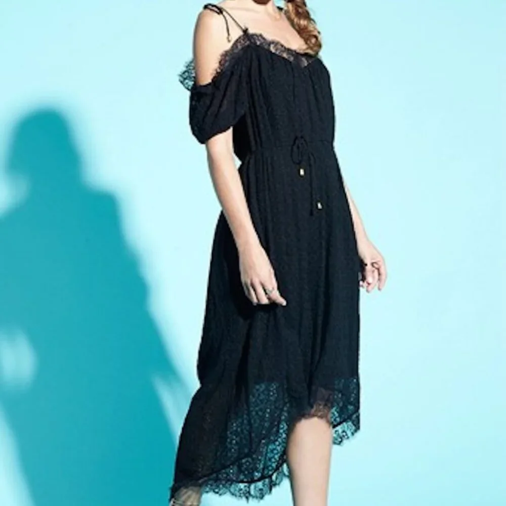 Gypsy 05 Azul Black Lace Off Shoulder Dress